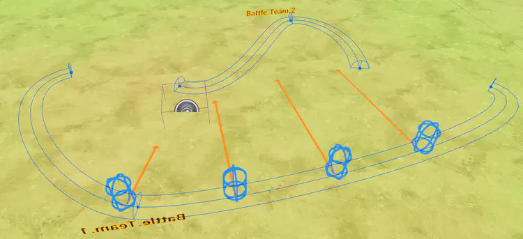Showing an unconventional spawn placement and orientation