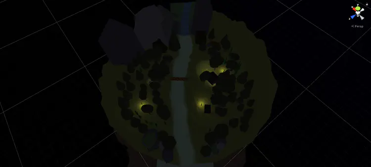 In addition to the flat surface forest, the map also includes a cliff, waterfall, and a river running down the cliff